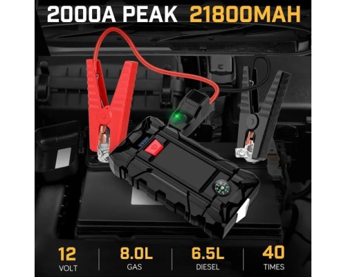 Пусковий зарядний пристрій MARKSON BM200 2000A/10000mAh з ліхтариком