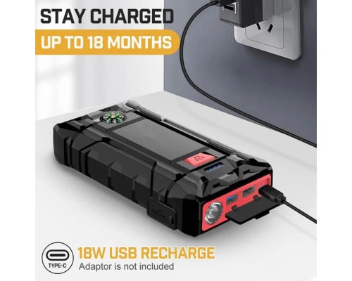 Пусковий зарядний пристрій MARKSON BM200 2000A/10000mAh з ліхтариком