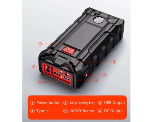 Пусковий зарядний пристрій MARKSON BM200 2000A/10000mAh з ліхтариком