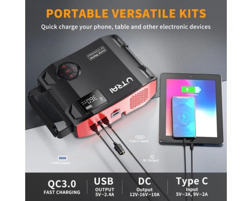 Пусковий зарядний пристрій UTRAI Jstar 5 NEW 3500A/16000mAh з компресором та ліхтариком