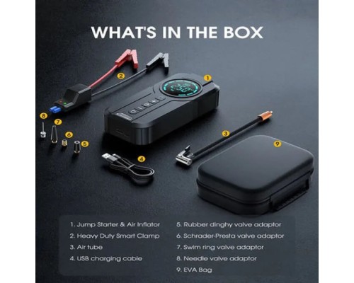 Пусковий зарядний пристрій BUVAYE YX1920-10400 600A/10400mAh з компресором та ліхтариком