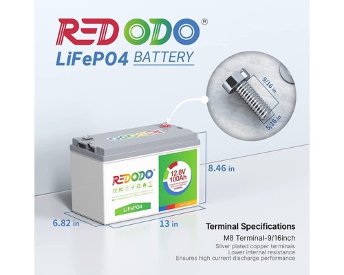 Акумуляторна батарея LiFePO4 Redodo 12V-100Ah з контролером BMS 100A