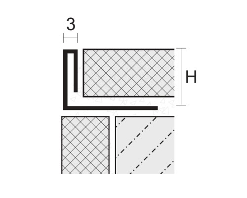 Декоративний профіль для плитки KLOODI SST SBP019 3x10 SL-BR, срібло-браш