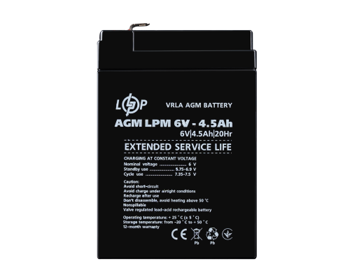 Акумулятор AGM LPM 6V - 4.5 Ah Акумулятор AGM LPM 6V - 4.5 Ah