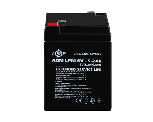 Акумулятор AGM LPM 6V - 5.2 Ah Акумулятор AGM LPM 6V - 5.2 Ah