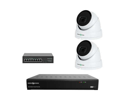 Комплект відеоспостереження на 2 IP камери 5MP для вулиці/будинку GreenVision GV-IP-K-W79/02 (Ultra AI)