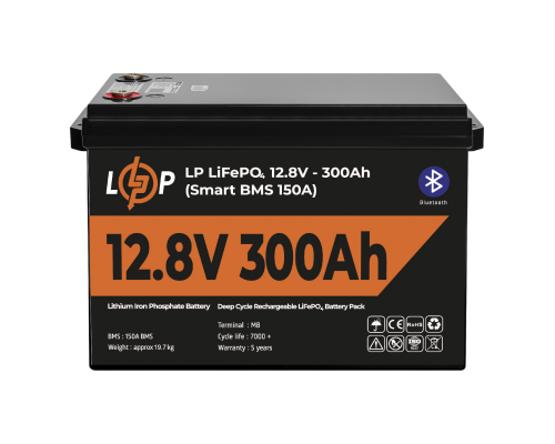 Акумулятор LP LiFePO4 12,8V - 300 Ah (3840Wh) (Smart BMS 200А) з BT пластик Акумулятор LP LiFePO4 12,8V - 300 Ah (3840Wh) (Smart BMS 200А) з BT пластик