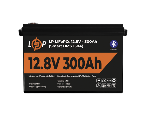 Акумулятор LP LiFePO4 12,8V - 300 Ah (3840Wh) (Smart BMS 200А) з BT пластик Акумулятор LP LiFePO4 12,8V - 300 Ah (3840Wh) (Smart BMS 200А) з BT пластик