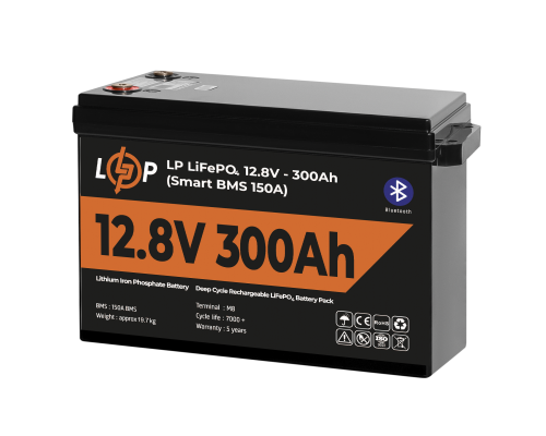 Акумулятор LP LiFePO4 12,8V - 300 Ah (3840Wh) (Smart BMS 200А) з BT пластик Акумулятор LP LiFePO4 12,8V - 300 Ah (3840Wh) (Smart BMS 200А) з BT пластик