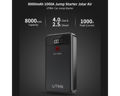 Пусковий зарядний пристрій UTRAI Jstar Air 1000A/8000mAh з ліхтариком