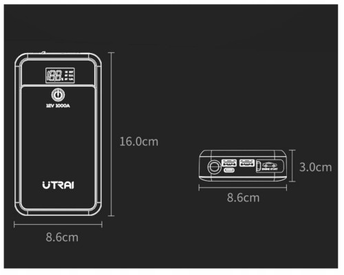 Пусковий зарядний пристрій UTRAI Jstar Air 1000A/8000mAh з ліхтариком