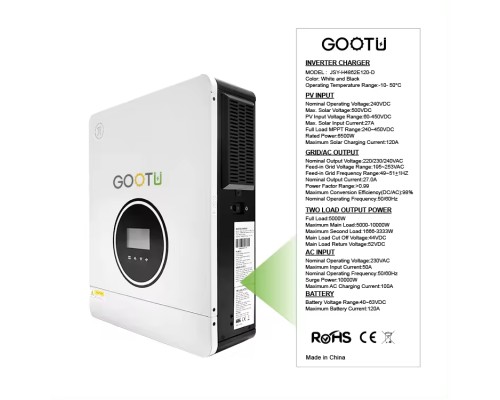 Гібридний інвертор GOOTU JSY-H4862E120-D 6200W 120A MPPT (WiFi модуль - опційно)