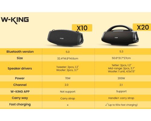 Портативна акустика W-KING X20 200W, чорна